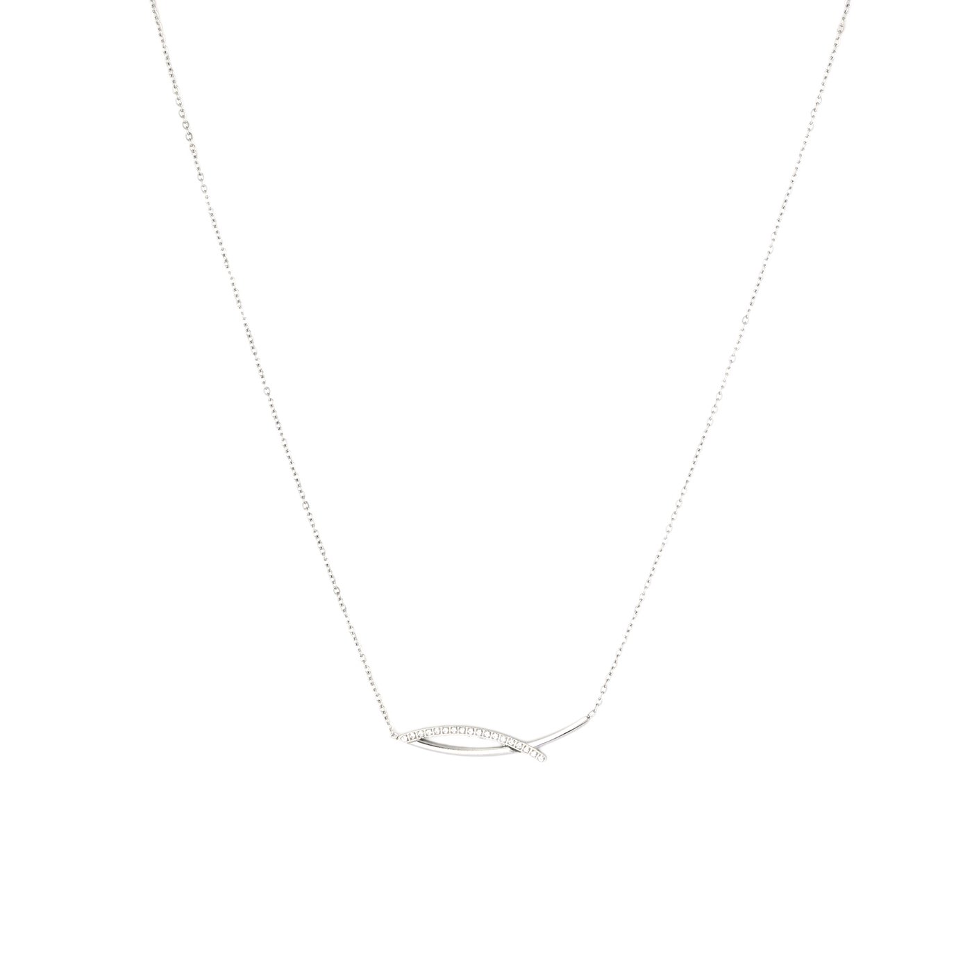 Steel necklace with delicate diamonds GB