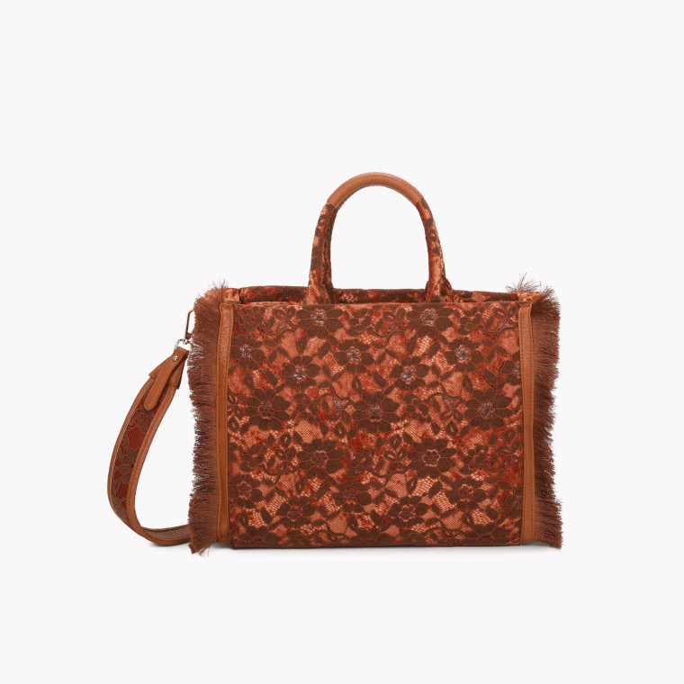 Bolsa com textura renda floral pequena GB