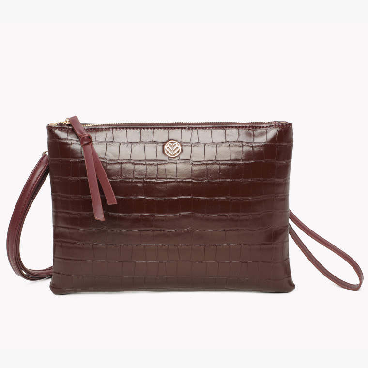 Bolsa tiracolo estilo clutch com textura croco GB