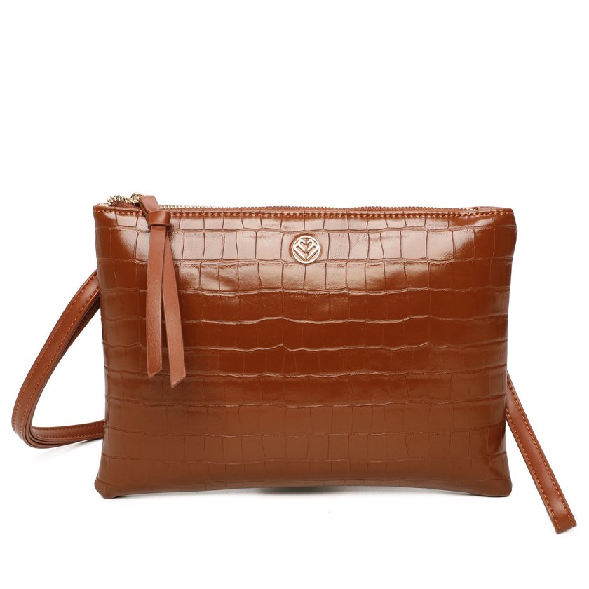 Sac porté épaule style pochette texturé croco GB