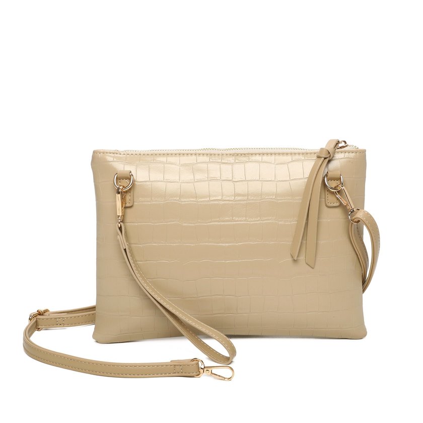 Borsa a tracolla stile pochette GB con texture coccodrillo