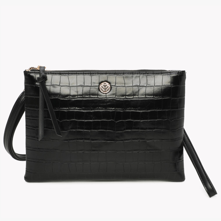 Borsa a tracolla stile pochette GB con texture coccodrillo