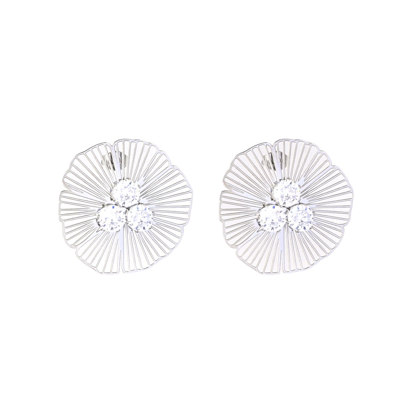 Boucles d\'oreilles fleur avec trois diamants GB