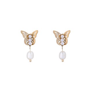 Boucles d'oreilles papillon avec perle GB