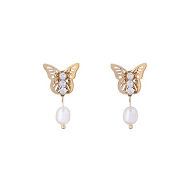 Boucles d\'oreilles papillon avec perle GB