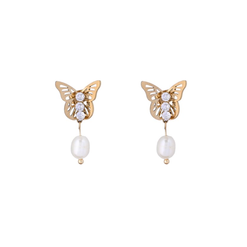 Boucles d'oreilles papillon avec perle GB