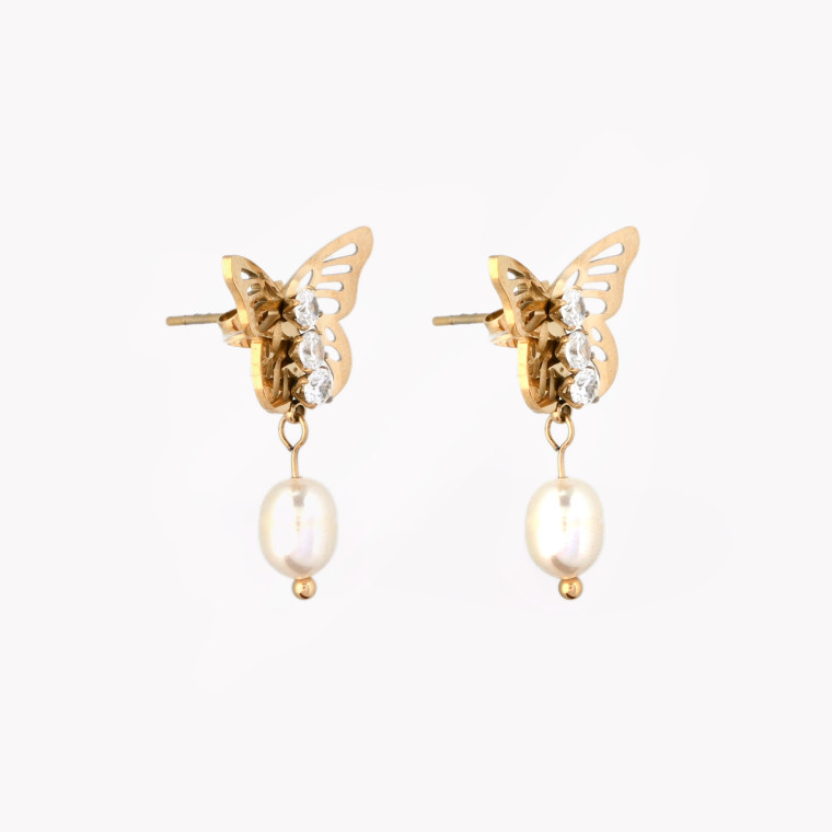 Butterfly earrings with pearl GB