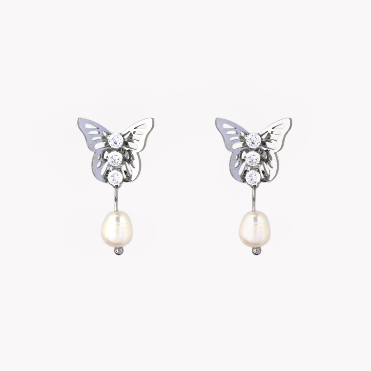 Pendientes mariposa con perla GB