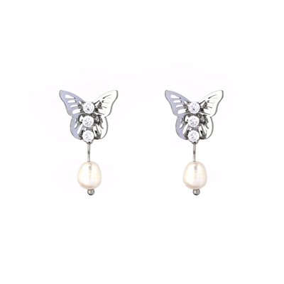 Boucles d'oreilles papillon avec perle GB