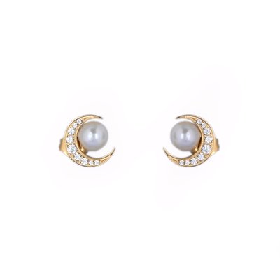 Shiny moon earrings with pearl GB