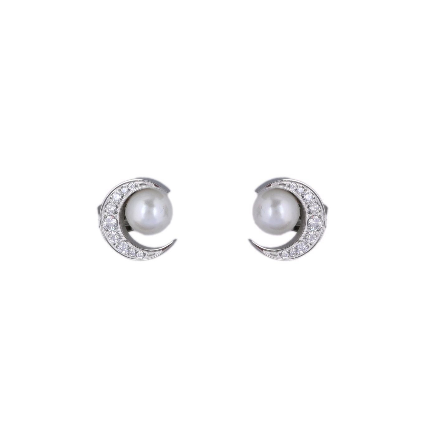 Boucles d\'oreilles lune brillante avec perle GB