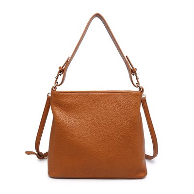 Synthetic shoulder bag with GB strap details