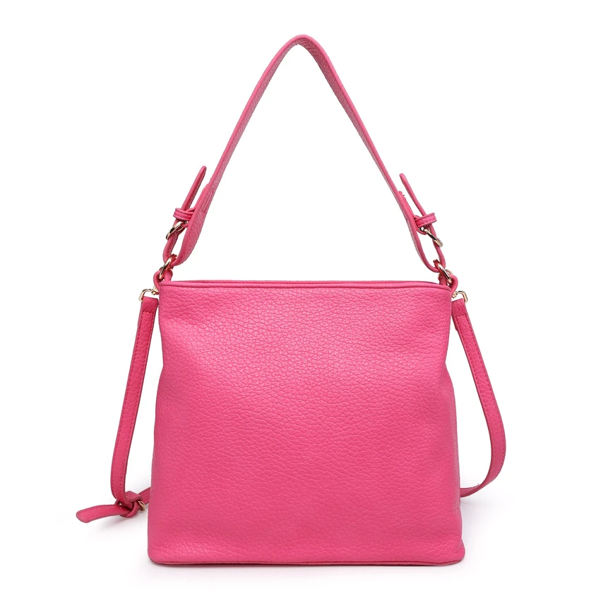 Synthetic shoulder bag with GB strap details