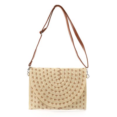 GB spiral print straw bag