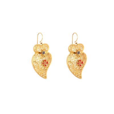 Traditional Viana Cruz heart earrings GB