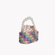 Bolso de fiesta brillante y asa con perlas GB