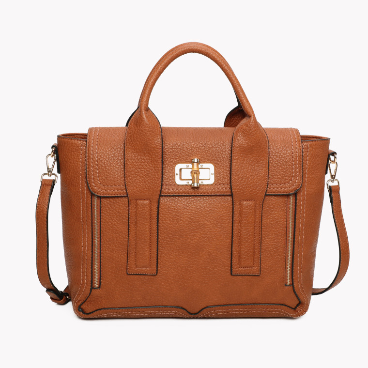 Mala estilo Doctor Bag com detalhe fecho em bambu GB