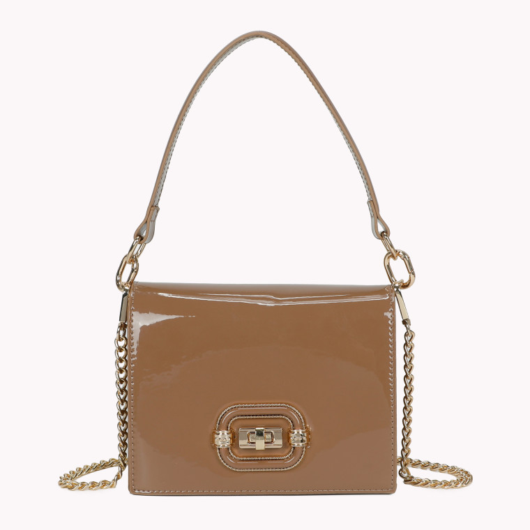 Crossbody bag with handle and GB zipper details