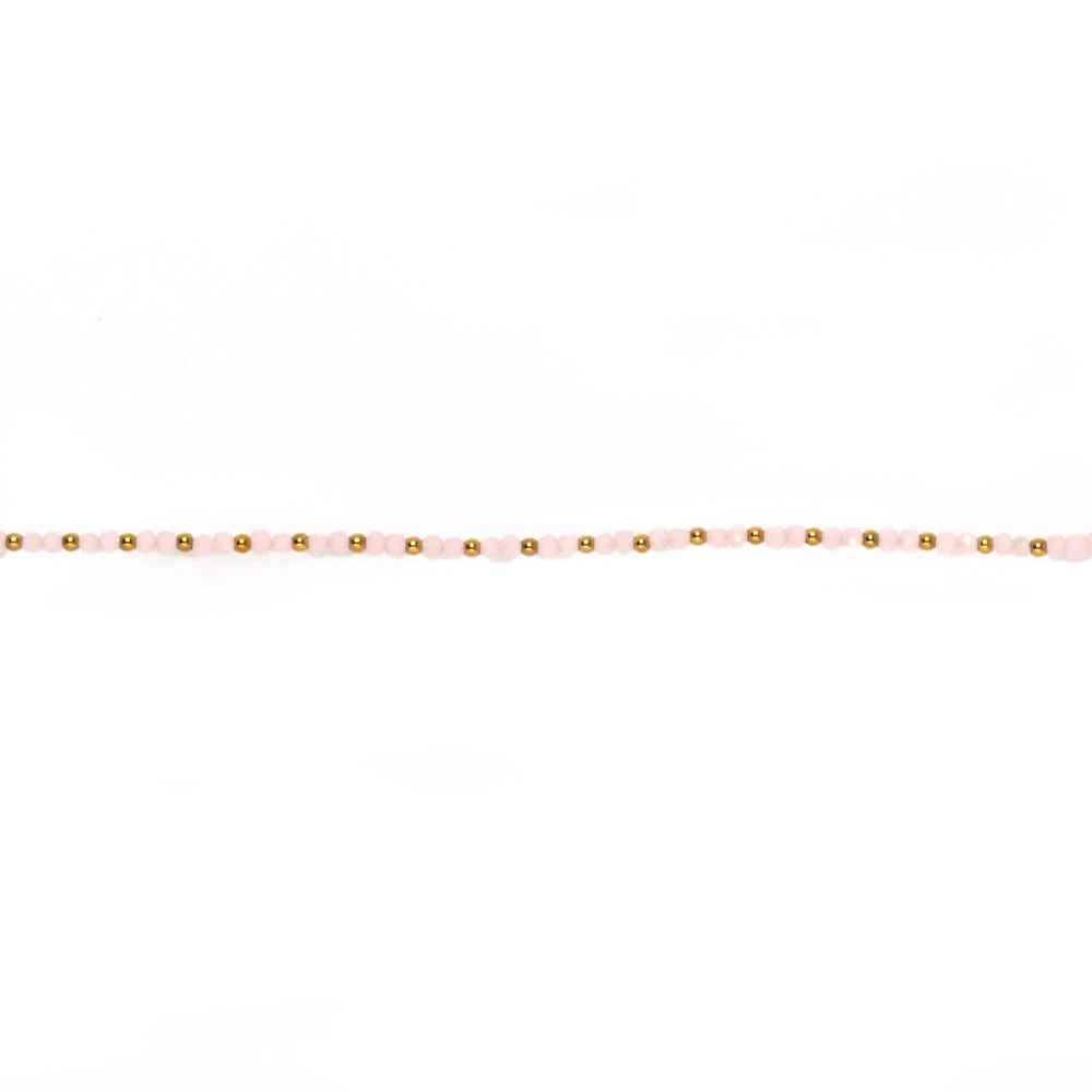 Bracciale in acciaio pietre in colore rosa chiaro GB