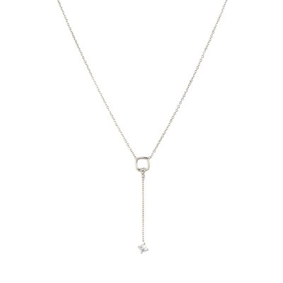 Collier long en acier avec diamant GB