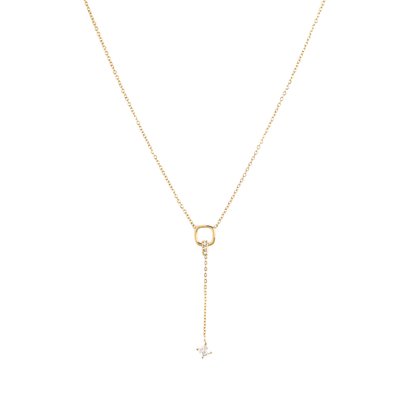 Collier long en acier avec diamant GB