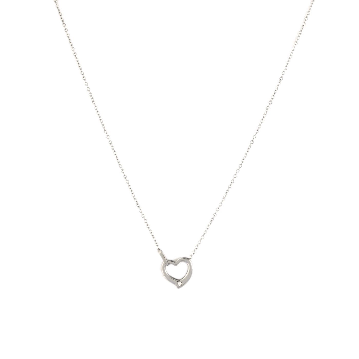 Collier coeur en acier avec diamant GB