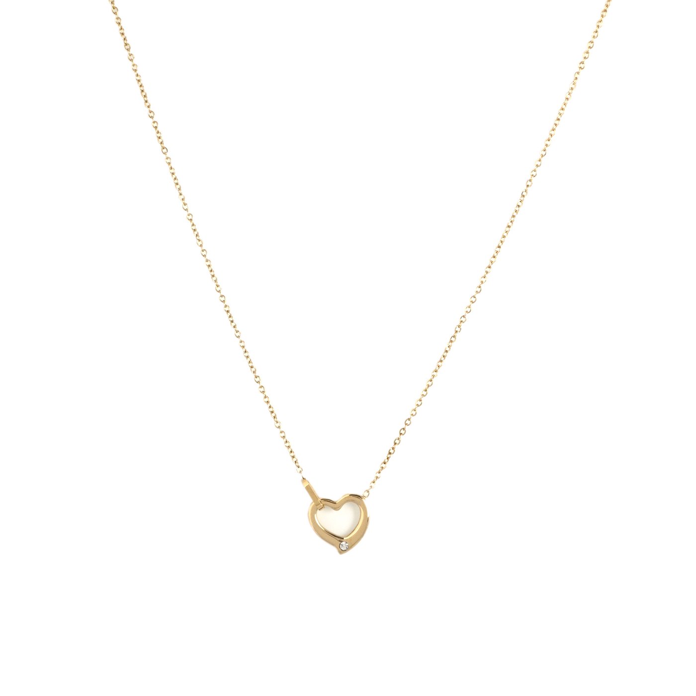 Collier coeur en acier avec diamant GB