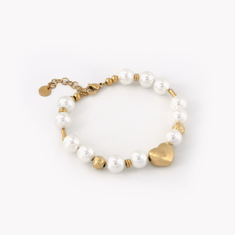 Pearl bracelet with heart GB