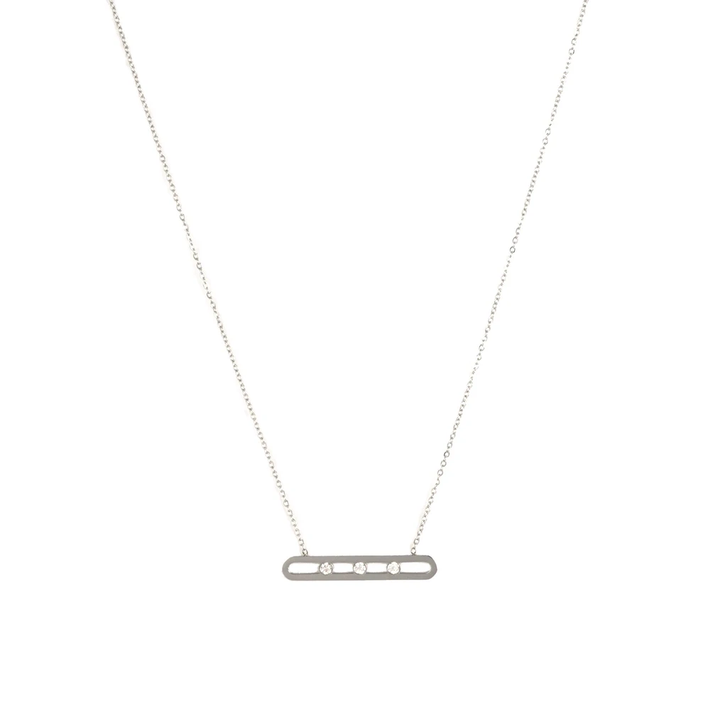 Collier acier avec brillants GB