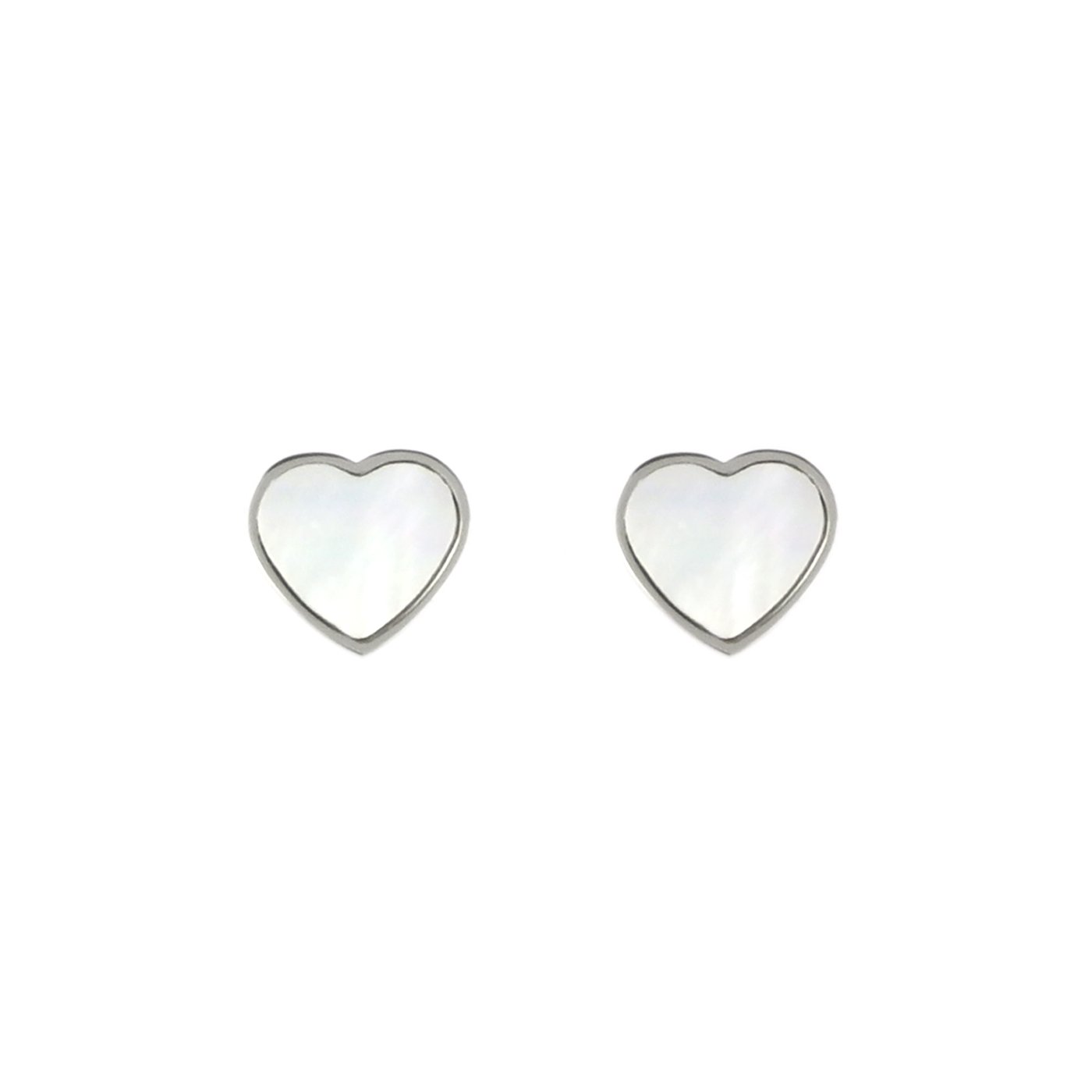 Boucles d\'oreille acier coeur nacre GB