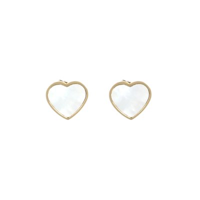 Boucles d\'oreille acier coeur nacre GB