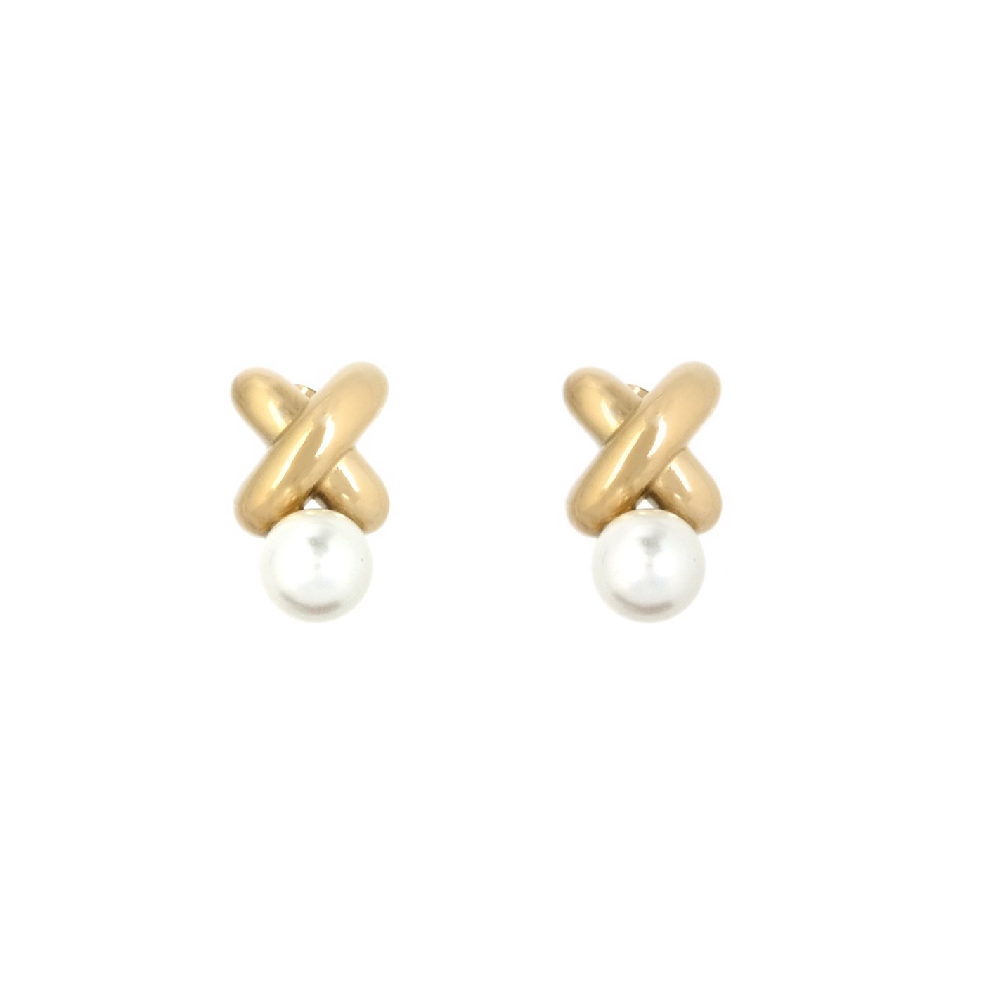 Steel X earrings with pearl GB