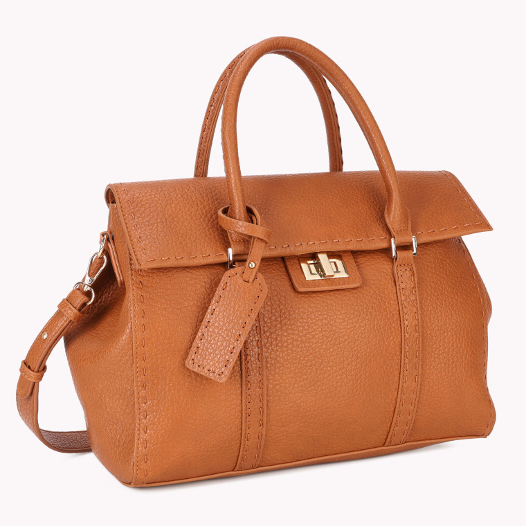 Mala do estilo Satchel com detalhes em pesponto GB