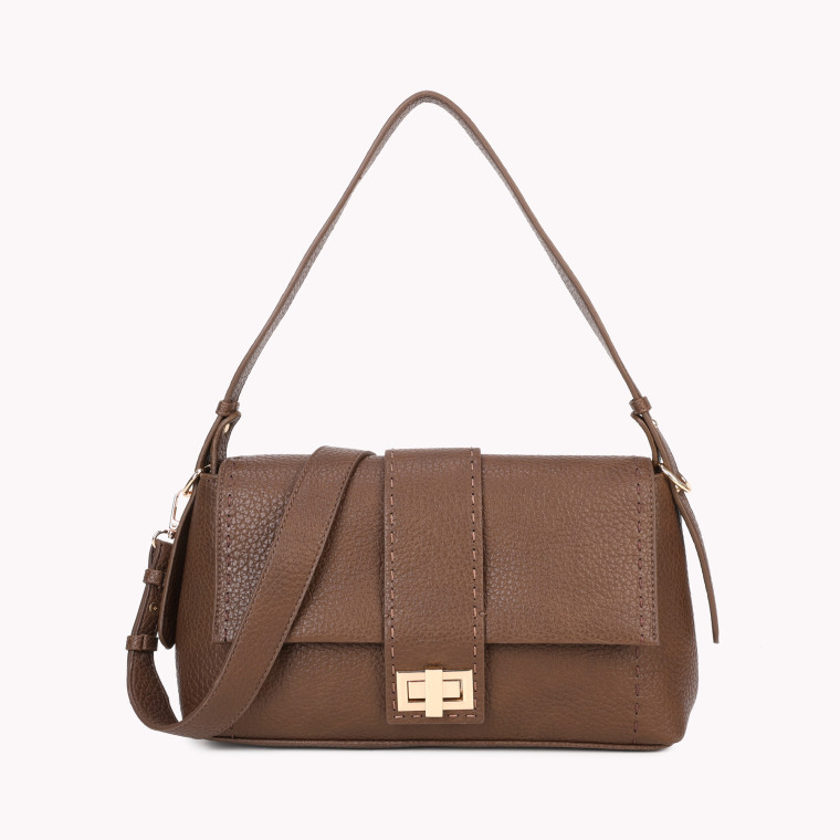 Shoulder bag with flap closure and GB stitching detail