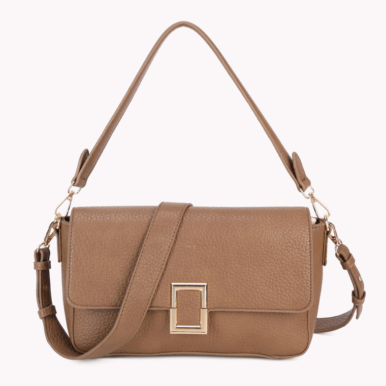 Shoulder bag with gold detail on flap closure GB