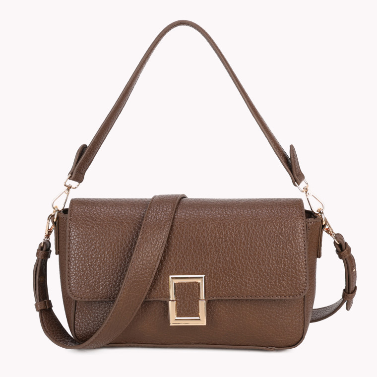 Shoulder bag with gold detail on flap closure GB