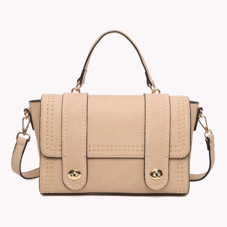 Satchel style shoulder bag with mini gold studs GB