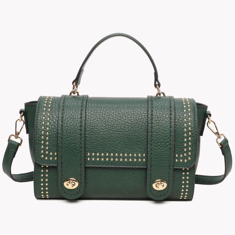 Satchel style shoulder bag with mini gold studs GB