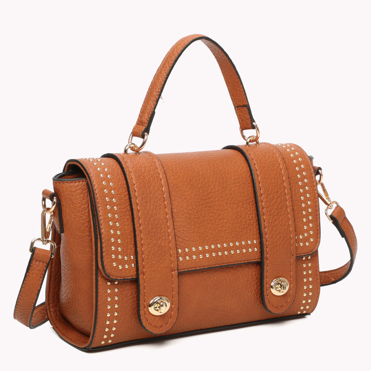 Sac bandoulière style besace avec mini clous dorés GB