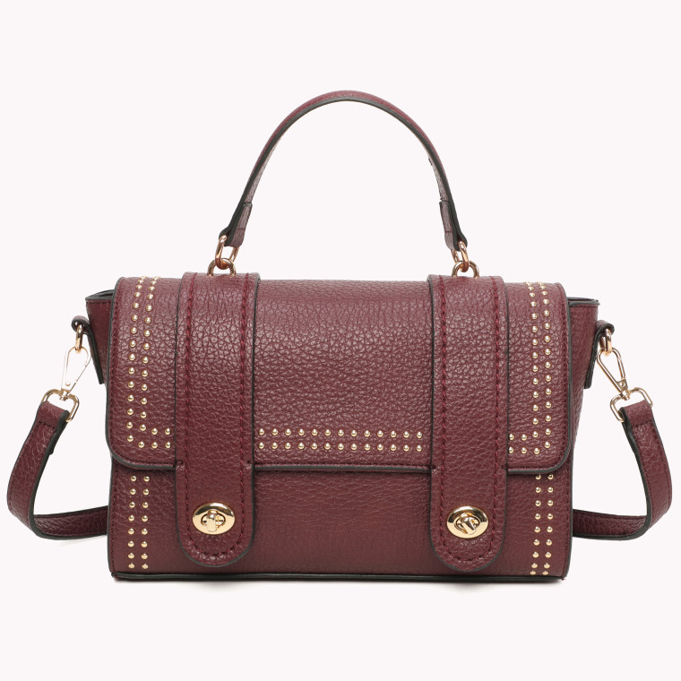 Satchel style shoulder bag with mini gold studs GB