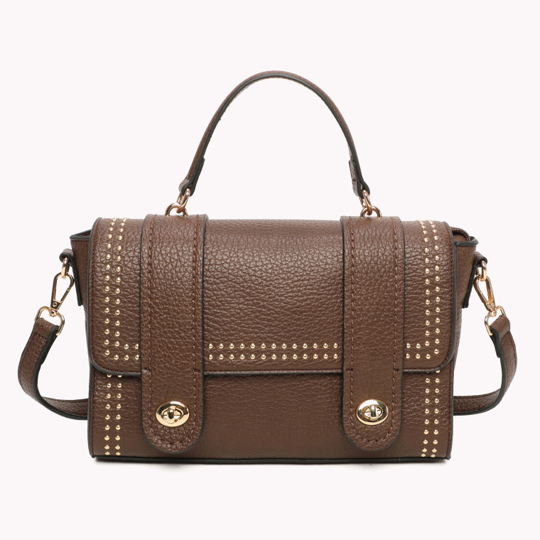 Bolsa tiracolo estilo Satchel com mini tachas douradas GB