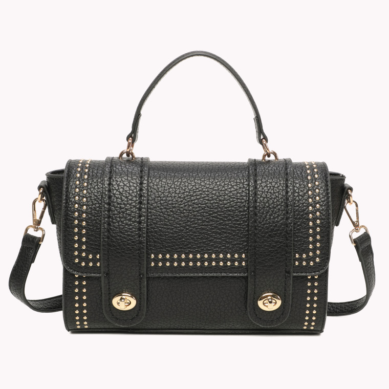 Bolso bandolera estilo satchel con mini tachuelas doradas GB