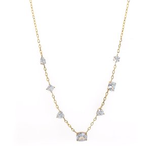 Colar em aço grosso com brilhantes GB