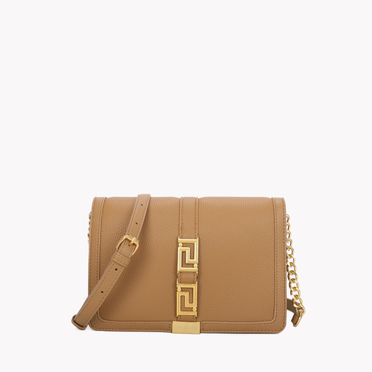 Bolsa crossbody de fecho aba com detalhe GB