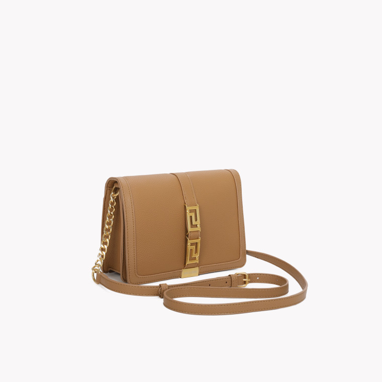 Bolsa crossbody de fecho aba com detalhe GB