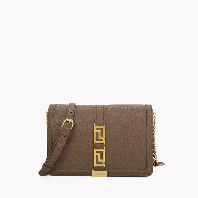 Flap closure crossbody bag with GB detail