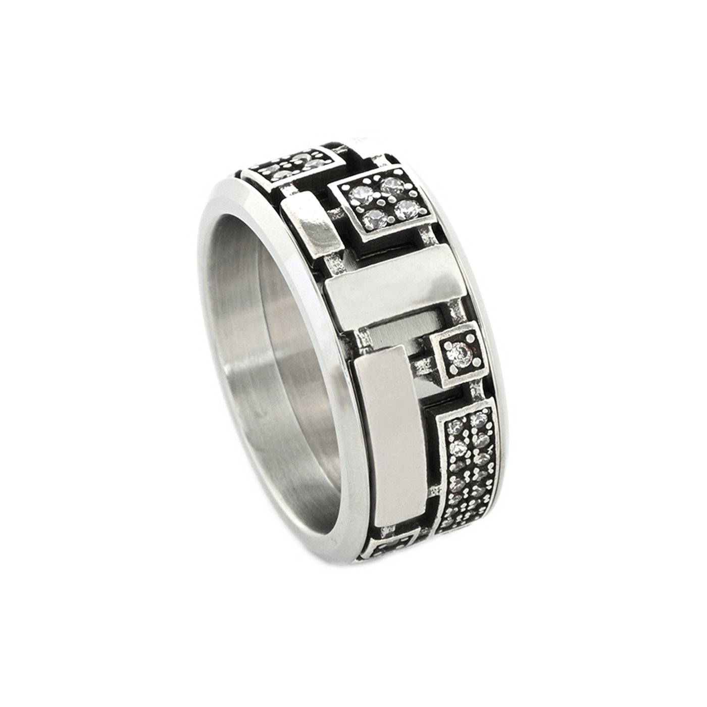 Glamour ring with geometric shapes