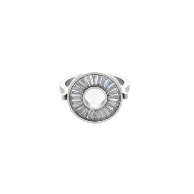 Bague ronde en acier avec zirconias GB