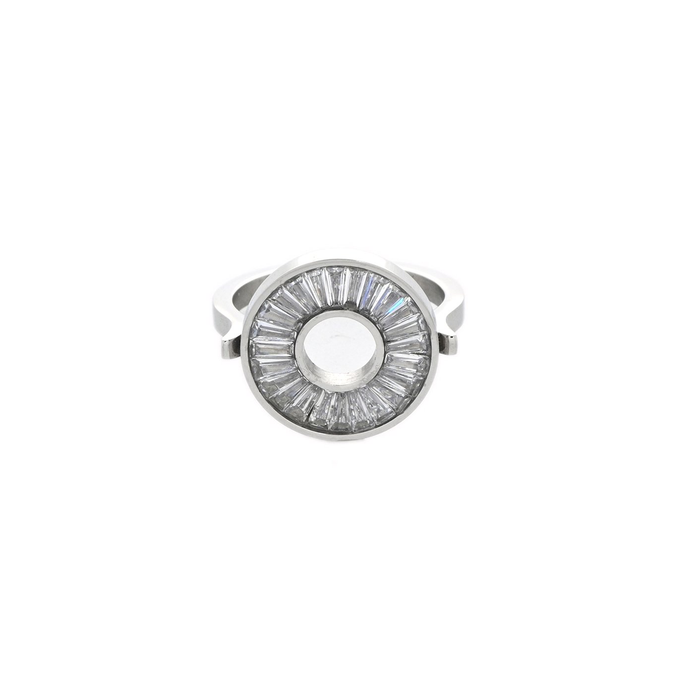 Bague ronde en acier avec zirconias GB