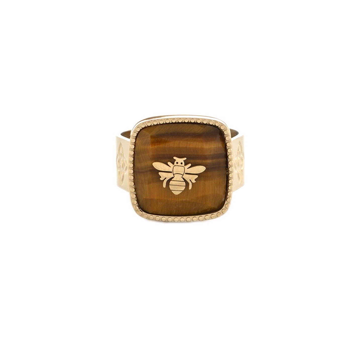 Bague acier pierre natural abeille GB